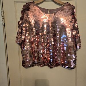 Target Rose Pink Sequin Short Sleeve Top